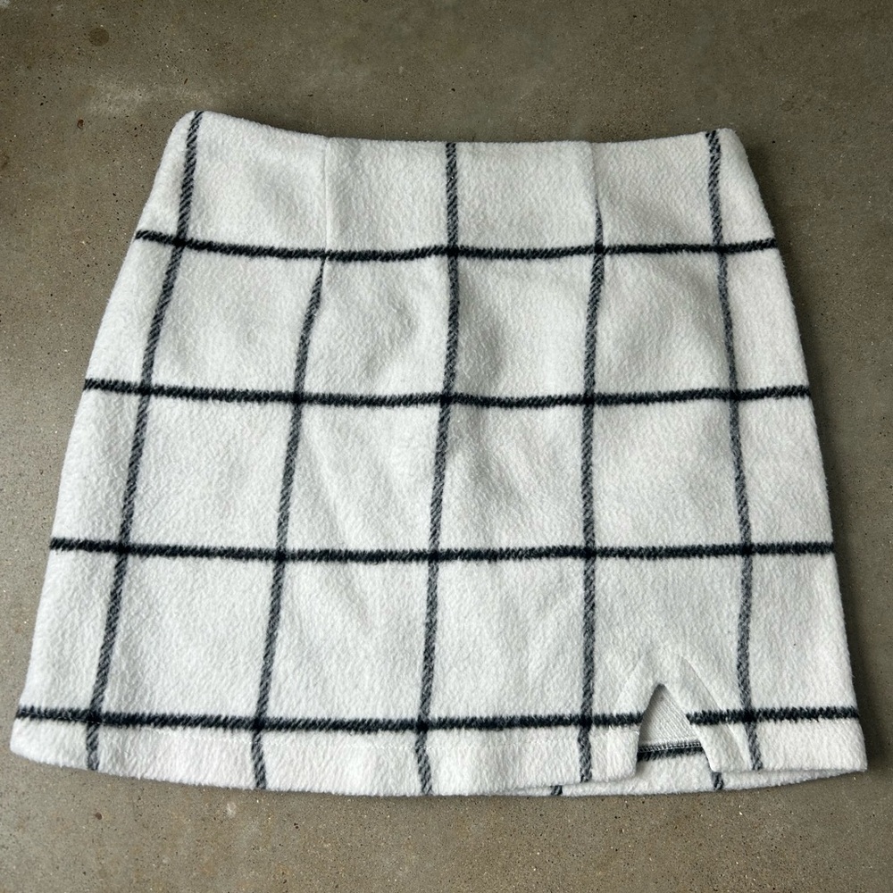 Lulus White Plaid Skirt